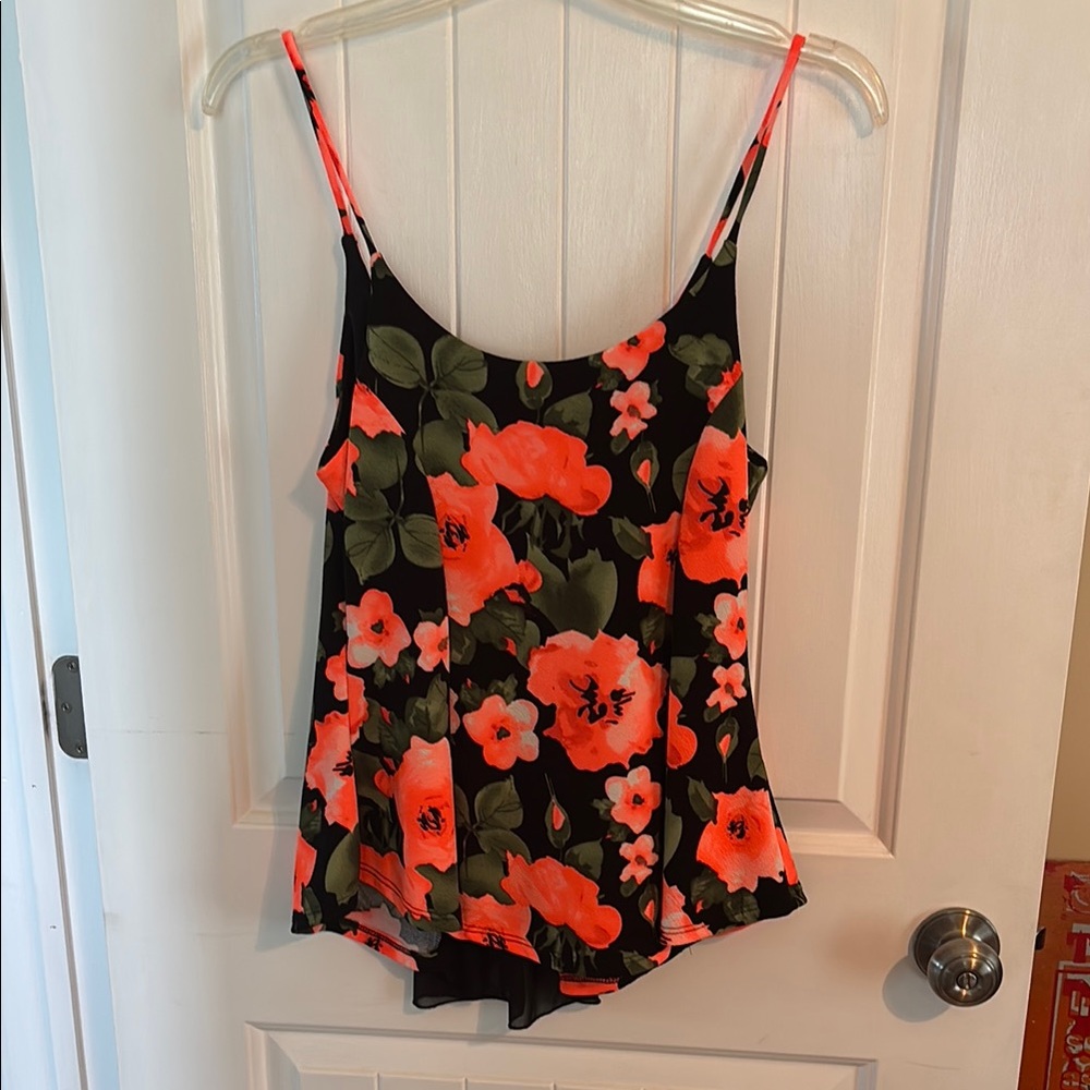 Women’s floral top neon bright orange